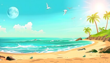 Fototapeta premium beach vector illustrations