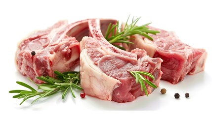 Fototapeta premium Lamb meat isolated on white background : Generative AI