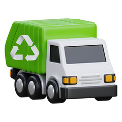 3D render of recycling truck icon illustration