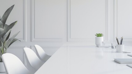 Closeup of a welldetailed white table and copy area in a hazy study space : Generative AI