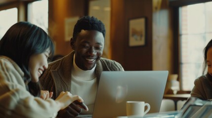 Group of people collaborating on projects from home, using laptops and internet