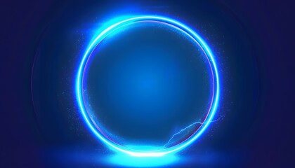 blue circle neon ring on dark background