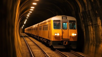 Fototapeta premium Train Entering a Tunnel
