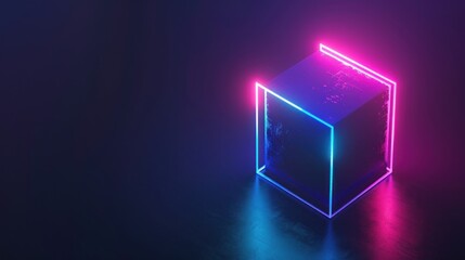 Neon Cube Abstract Art