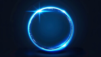 Obraz premium blue circle neon ring on dark background