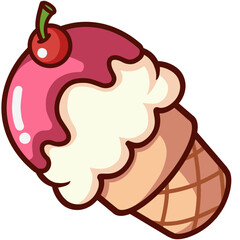 Ice Cream Vanilla Strawberr Cherry SVG PNG