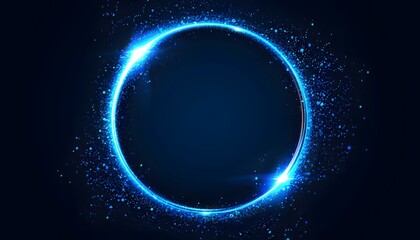 blue circle neon ring on dark background