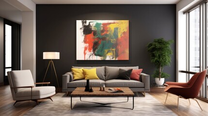 Modern Living Room with Abstract Art