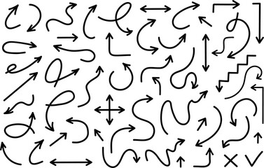 Grunge brush arrows hand drawn collection