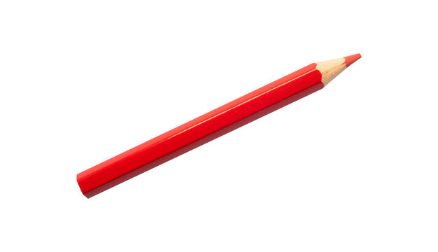 close up of red pencil isolated on white