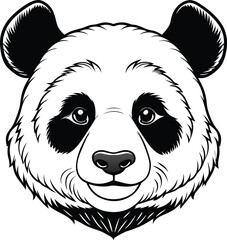 panda head silhouette vector  art illustration