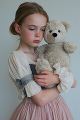 Young Girl Holding a Stuffed Bear