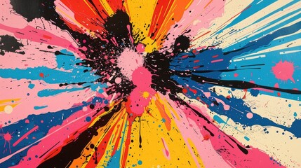 Explosive Colorful Paint Splatter Abstract Art