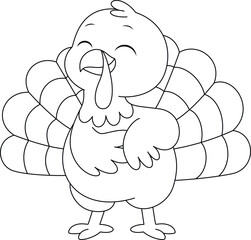Cute turkey outline coloring page