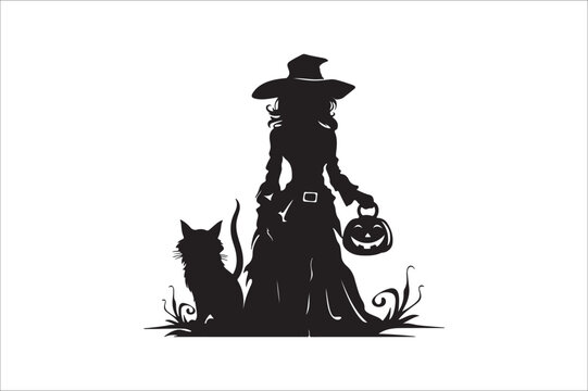 recommend clip art: witch silhouette illustration. Halloween witch silhouette. A Silhouette of Witch with Broom.