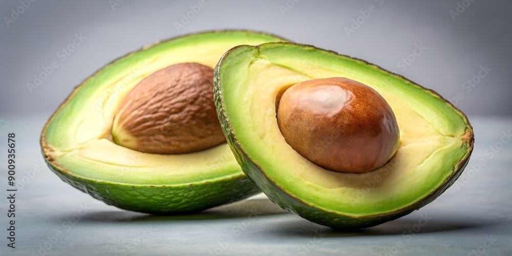 Aufkleber avocado sliced in half revealing its creamy flesh and large pit generative ai generative ai