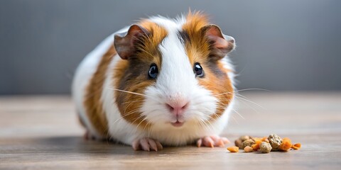 Small guinea pig nibbling on food Generative AI, rodent, eating, pet, small