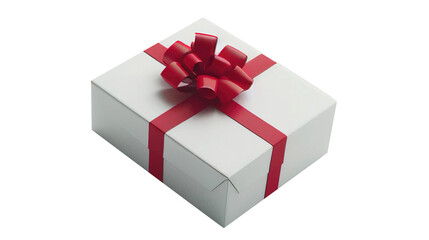 Obraz premium Gift Box with Red Ribbon on Transparent White Background PNG - Christmas Present Bow Birthday Decoration Love Holiday Give Surprise Luxury Isolated Celebration Valentine Event Occasion Anniversary 
