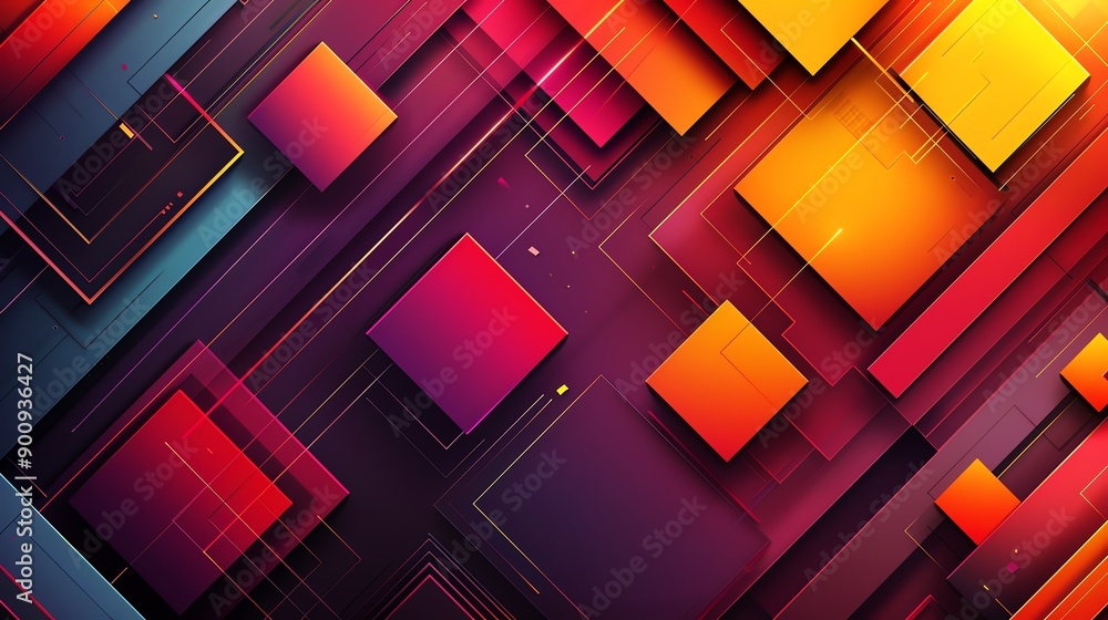 Poster abstract geometric background with vibrant colors and dynamic shapes.