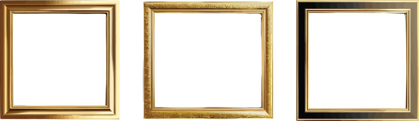 Golden frame isolated on white background for design and decoration.