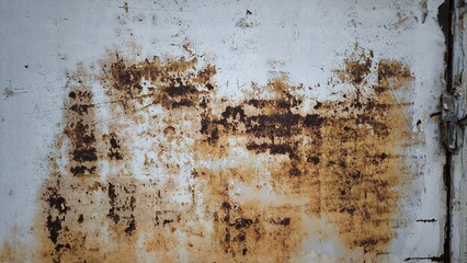 Rust on the iron door for the background. old peeling paint on rusty gates.