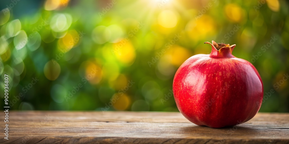 Poster pomegranate with blurred background generative by ai