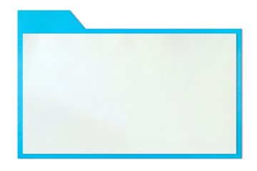 白い紙が前面に貼られた青色のフォルダー