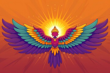 Obraz premium Goddess of the Sun with Wings Spread