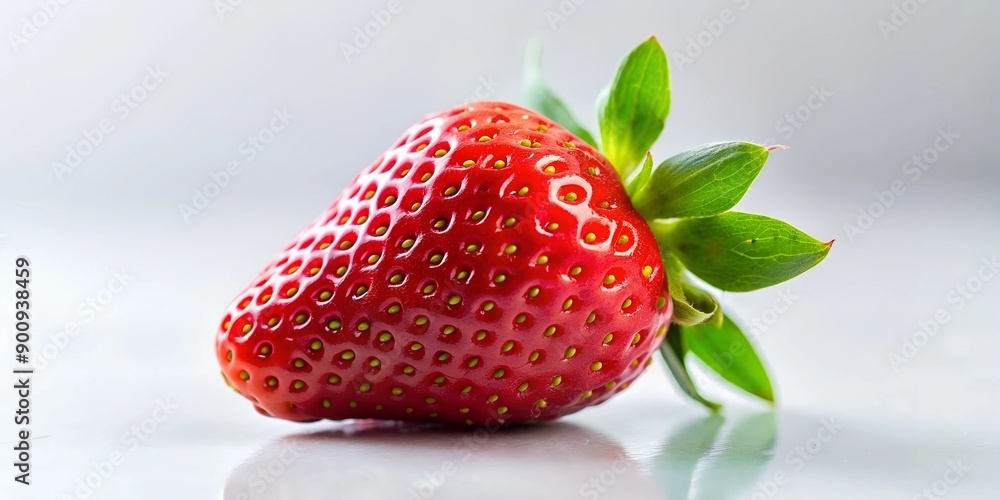 Poster close up of a fresh strawbery on a isolated background ai generative