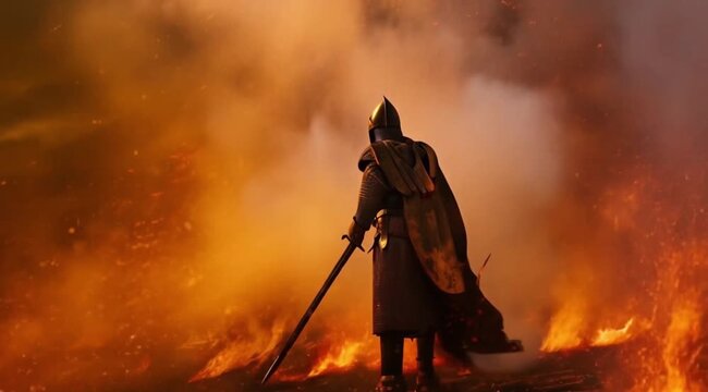 Medieval warrior knight scene , Take the video going around the object