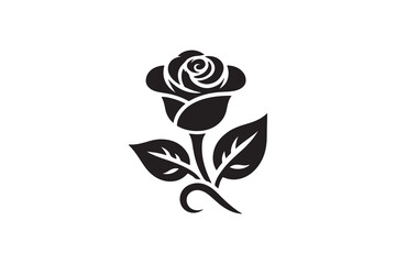 create a rose logo silhouette vector with white background.