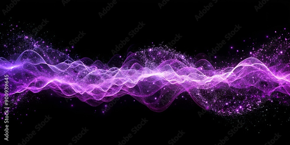 Aufkleber purple particle wave on black background web design technology science innovation creativity abstrac