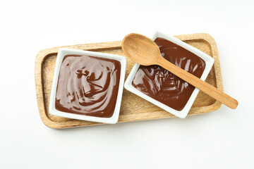 PNG, Chocolate paste in white bowls, isolated on white background