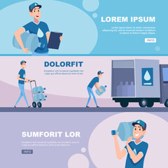 water delivery. service characters delivers water