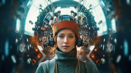 A Girl With A Futuristic Headpiece