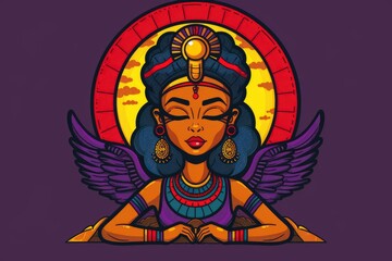 Egyptian Goddess with Wings and Halo