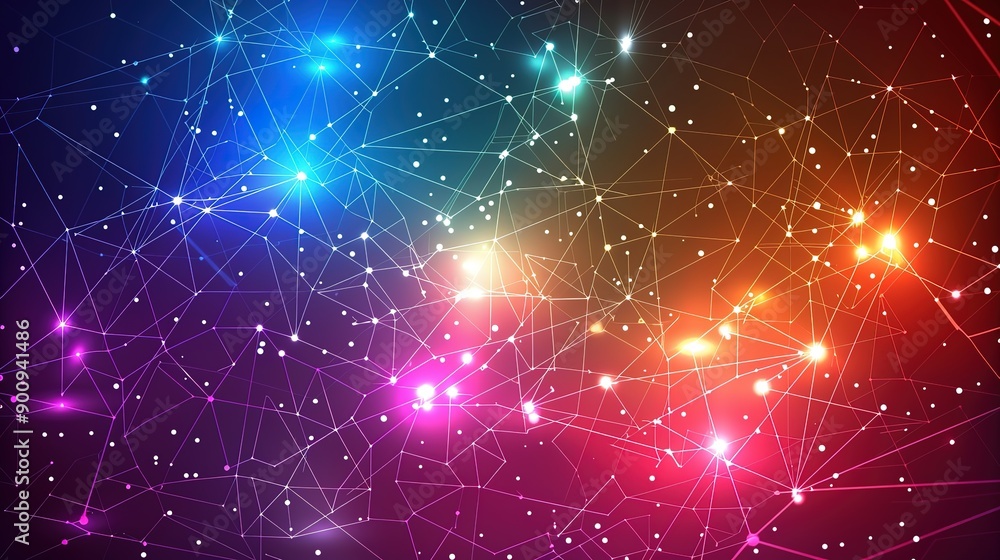 Poster gradient technology particles background