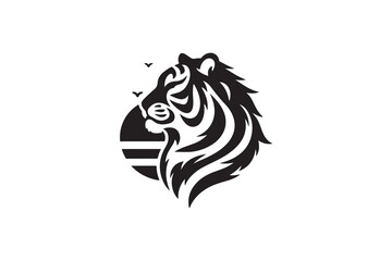 create a tiger logo silhouette vector with white background.