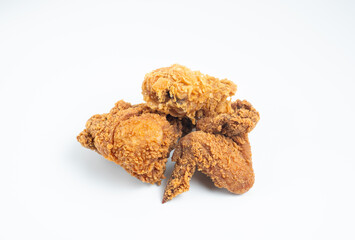 Crispy Fried chicken isolated on white background. Perfect for recipes, articles or any cooking content.