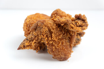 Crispy Fried chicken isolated on white background. Perfect for recipes, articles or any cooking content.