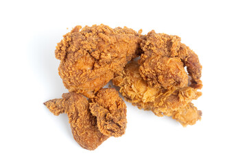 Crispy Fried chicken isolated on white background. Perfect for recipes, articles or any cooking content.