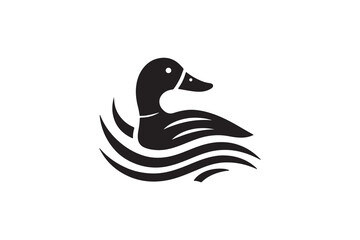 create a duck logo silhouette vector with white background.