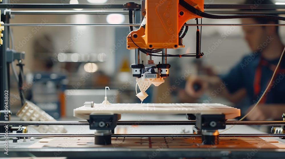 Poster 3d printer in action creating a complex object