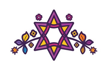 Colorful Star of David with Floral Design