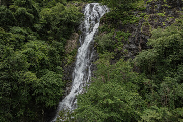 Amazing Nature of Beautiful Sarika Waterfall is the Most Famous Waterfall in Nakhon Nayok, Thailand.