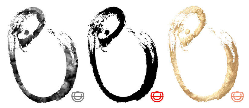 巳年, 巳, 年賀状, 筆文字, 2025, へび, 蛇, ベクター, 絵文字, 筆, 筆書き, 水彩, 和, 和風, 金, 金箔, 水墨, 金色, セット, イラスト