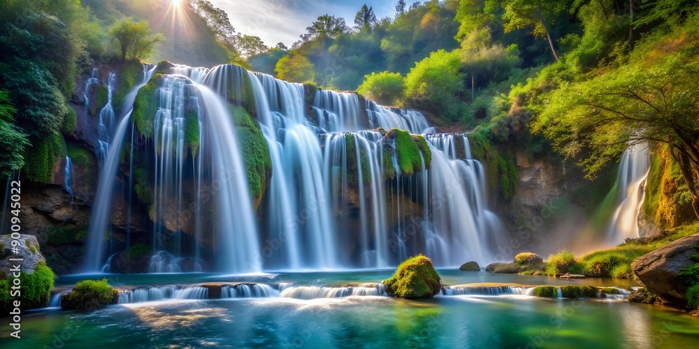 Poster the enchanting waters of a waterfall generative ai generative ai