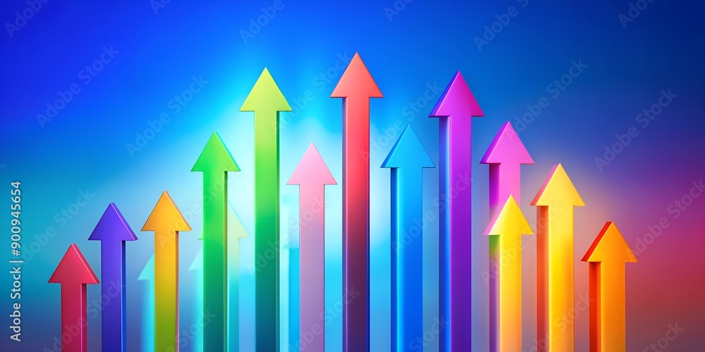 Poster arrows pointing upward symbolize growth with one leading to ultimate success generative by ai