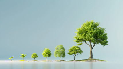 Evolution of Life: A Tree's Journey from Seedling to Full Bloom.