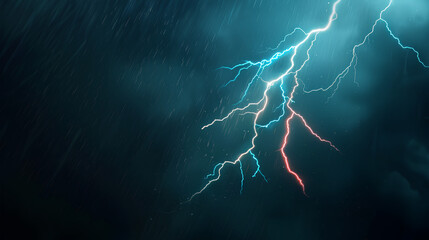 Fototapeta premium Electric Fury: Vivid Lightning Bolts Illuminating a Stormy Night.